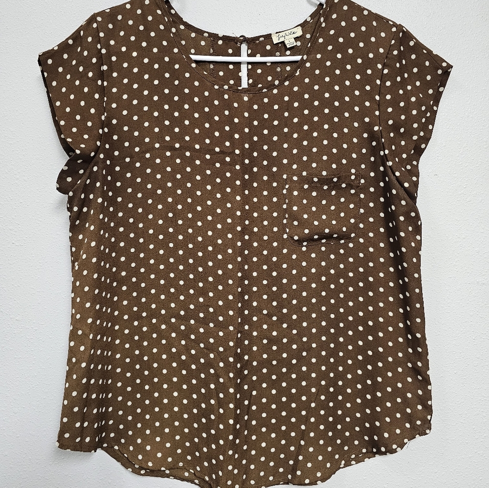 Lily White: Women brown with white polkadot size large